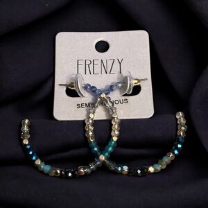Frenzy semi precious stone bead hoop earrings